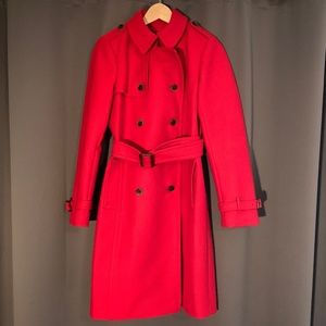 J. Crew Red Icon Trench Coat in Wool Cashmere